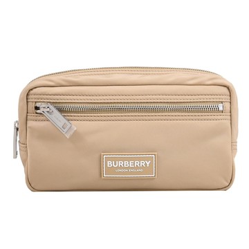 BURBERRY 8104496 品牌LOGO輕量尼龍萬用收納包.卡其