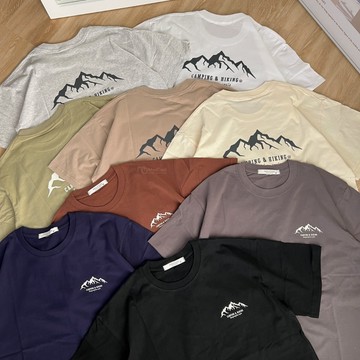 【MasCool】 CAMPING 山脈短袖 露營山脈 短T  山脈短T 短T 短袖T 短踢 短TEE 落肩短袖 落肩素