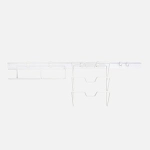 (組)INK不鏽鋼烤漆壁掛掛桿80cm+掛勾x2入+鍋蓋架+瓶罐架 白