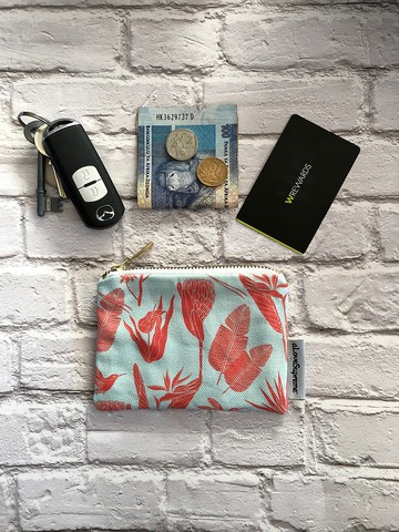 aLoveSupreme_南非文青手繪多彩零錢包_橘色水藍底非洲植物園