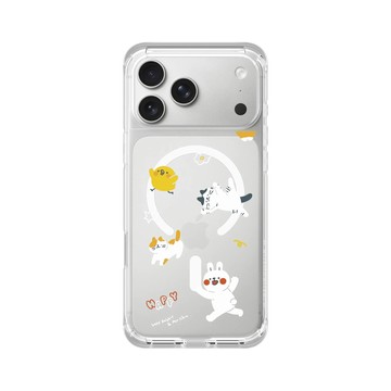iPhone 17 Pro Max ClearX (MagSafe 兼容) 晶透白 - 懶散兔與啾先生 Lazy Rabbit and Mr.Chu - 貓貓
