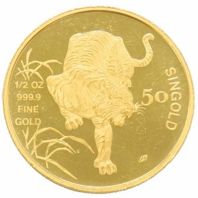 中古AB/使用感小 干支寅金貨 純金 コイン 1/2oz 1/2オンス 1986