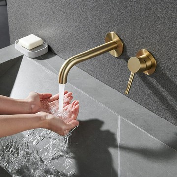 304不銹鋼水龍頭入墻式體預埋暗裝面盆龍頭衛生間家用{鑫弘-工葉電器}可開發票