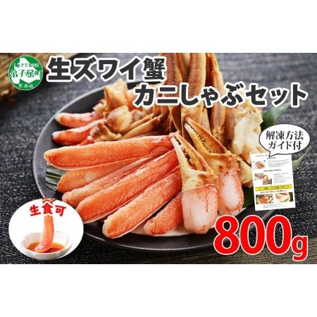 ふるさと納税 1736.ズワイ蟹しゃぶ800g前後セット 食べ方ガイド付 生食 生食可 約2−3人前 カニ かに 蟹 海鮮 鍋 しゃぶしゃぶ ズワイガニ 送.. 北海道弟子屈町