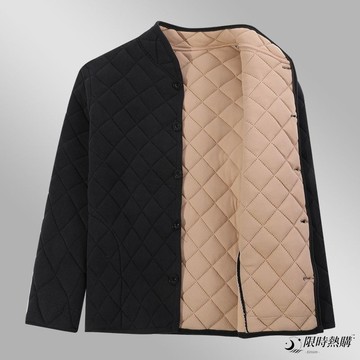 ✨限時熱購⚡ 秋冬棉服 棉衣 男 中老年 爸爸 刷毛 加厚 保暖 防風 棒球領 短版 純色 口袋 冬季