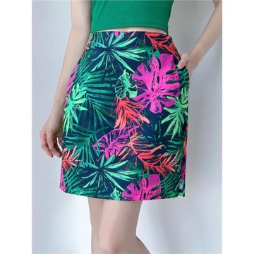 清貨  加長高爾夫女半身裙夏速干梭織彈力A字裙開叉YKK拉鏈