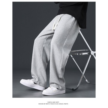 褲子男秋冬款加絨加厚休閒褲百搭寬鬆直筒褲保暖時尚運動褲男 韓版男裝 秋冬男裝 保暖男裝