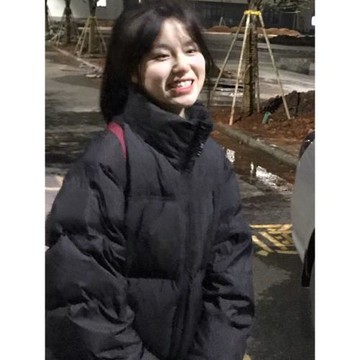 純色女冬季學生寬松加厚外套棉衣