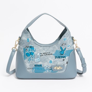 PLAYBOY - 手提包附長背帶  Graffiti系列 - 藍色