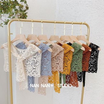 風車鉤花棉線防曬打結披肩女薄款蕾絲鏤空裝飾海軍方領假領子護頸