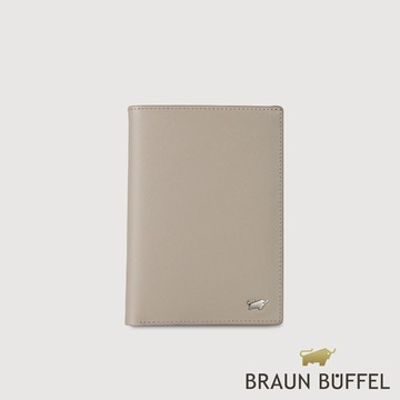 【BRAUN BUFFEL 德國小金牛】台灣總代理 亞當 5卡護照夾-杏色/BF504-181-HM