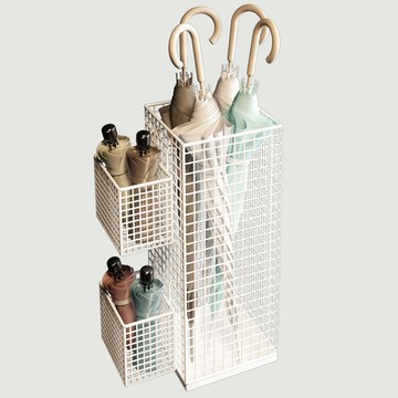 Market Plan 大容量二合一雨傘架收納架  1個  20公分  白色