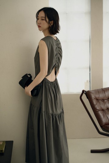 唯美後腰設計款層次長洋(霧灰)