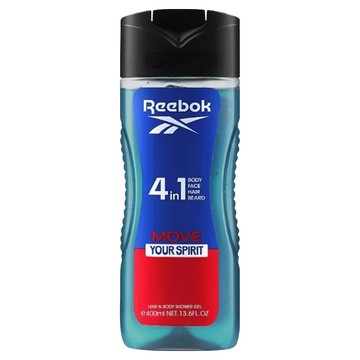 Reebok 男性4合1沐浴膠 清新活力  400ml  身體臉部頭髮鬍鬚適用  1件