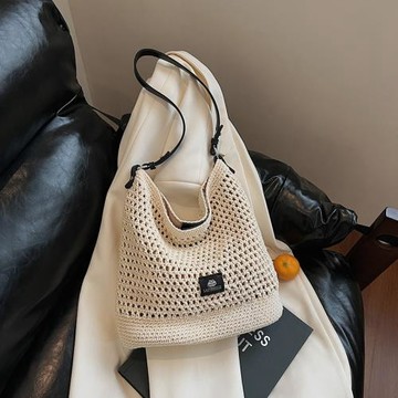 法式小眾草編包包女2025夏季新款文藝手工編織單肩包大容量斜挎包