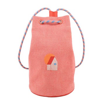 Hermes 愛馬仕 Les Cabanes 雙色羊毛斜紋布行李袋(橘)