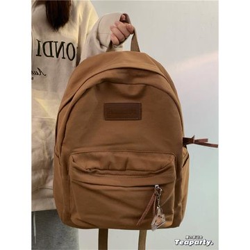 日系ins風水洗帆布雙肩包 小眾背包純色美式復古大學生高中書包女