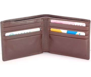 典雅男短夾真皮皮夾8卡零錢袋 褐色 付費客製刻字服務