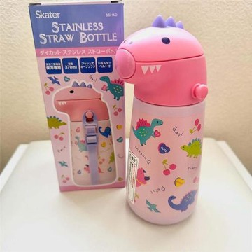 日本skater恐龍保溫杯 兒童用真空保溫水杯吸管杯 370ml