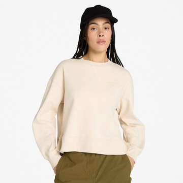 Timberland 女款象牙色寬版圓領上衣｜A41ZBEFL