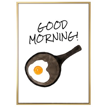Good Morning! 煎蛋壁畫 現代家居裝飾  50 x 70cm  金色
