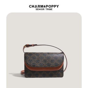 CHARMPOPPY凱旋門老花手拿包女新款信封包百搭斜挎小方包多隔層包