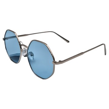 ALEGANT 玩色時尚圓框幾何造型墨鏡  波光藍  143 x 145 x 55mm