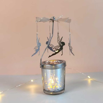 洛陽牡丹 浪漫創意香薰旋轉木馬玻璃杯聰明蓋走馬燈燭臺