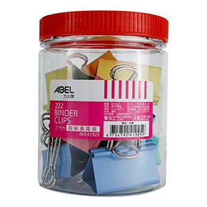 ABEL 力大牌 彩色長尾夾 51mm 9入桶裝 NO.41925( 222)