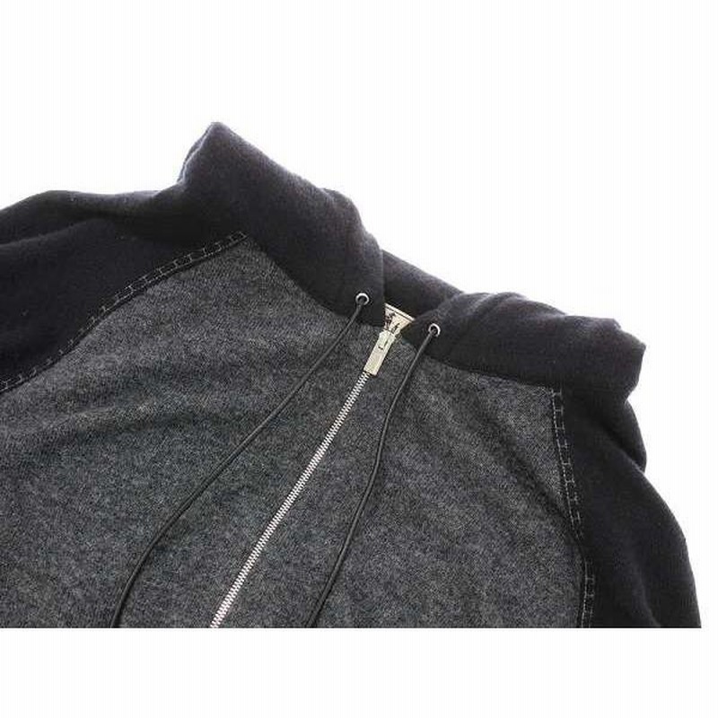 エルメス パーカー メンズ グレー ブラック ウール カシミア