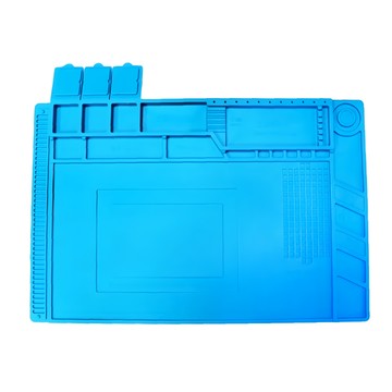 多功能耐溫工作墊 帶有磁性區域 可吸附零件 多格分類 拆機後可快速尋對應零配件  34 x 24cm  藍色