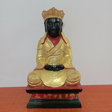 舊木雕三坪祖師，高30厘米，寬17厘米，深15厘米
