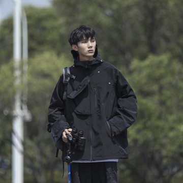 山系機能沖鋒衣外套男款春秋季潮牌拉鏈戶外日系cityboy工裝夾克