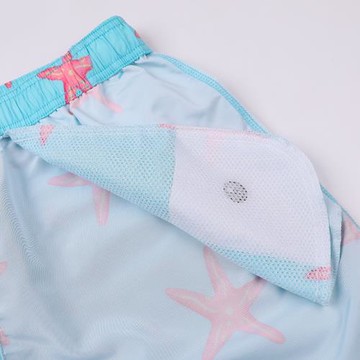 五分沙灘褲男 藍色印花寬松度假海灘褲粉色小海星ins風潮男大褲衩