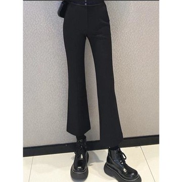 商場同款官方專柜2025春秋新款女裝純色植絨熱力感九分微喇褲靴褲