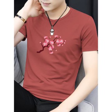 莫代爾短袖t恤男圓領上衣服潮流冰絲速干涼感夏季半袖打底衫體恤