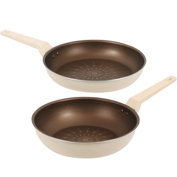 Cook & Cook 維羅納 電磁爐適用平底鍋 2入套組  象牙白  1組  28公分平底鍋 + 28公分平底炒鍋