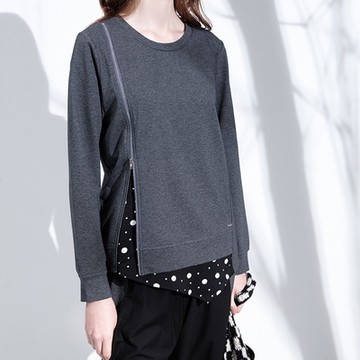 JIN HWA 今譁 詹譁霓 時尚拉錬設計異裁層次拼接個性修身上衣T6321