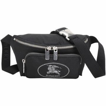 BURBERRY 巴寶莉 Orkney 戰馬騎士字母反光砂印花帆布胸肩背/腰包(黑色)