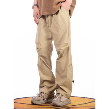 LDMD傘兵褲速干長褲美式高街冰絲薄款工裝褲子男寬松闊腿褶皺休閑