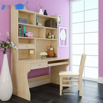 免運 開立發票  實木電腦桌帶書架書柜組合臺式家用寫字桌書桌松木兒童學習桌