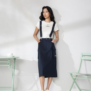 CONVERSE WOVEN BIB DRESS OBSIDIAN 女 長裙 WCJ773-695