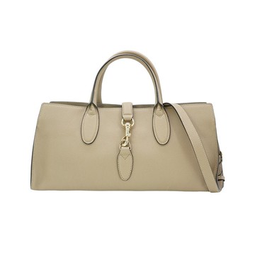 Gucci 展示品 Hook Closure 粒面皮革中號二用肩背包(795282-米)