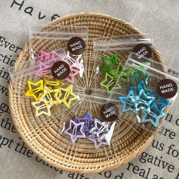 ⭐臺灣有貨🌈免運⭐ y2k多巴胺彩色五角星星小發夾子女頭飾兒童可愛劉海側邊髮卡生活好物