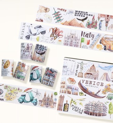 世界印象 威尼斯之夢 西班牙旅途 PET 和紙膠帶 模切 5米卷