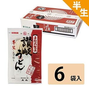 石丸製麺 半生讃岐うどん包丁切り(つゆ付) 260g(2人前)×6袋箱