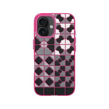 iPhone 16 Clear 粉漾桃 - 老屋顏 Old House Face - 黑白磁磚