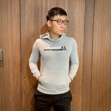 美國百分百【全新真品】Under Armour 運動時尚 UA 帽T 連帽長袖T恤 上衣 LOGO 男 灰色 BF69