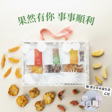 [3日內出貨][限時1+1] 果然有你，事事順心！滋立嚴選｜鮮果乾禮盒 贈漢方草本養生茶 乙包(口味隨機)(附禮盒提把)