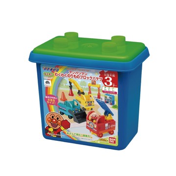 日本 麵包超人 交通工具積木樂趣桶(3歲以上)